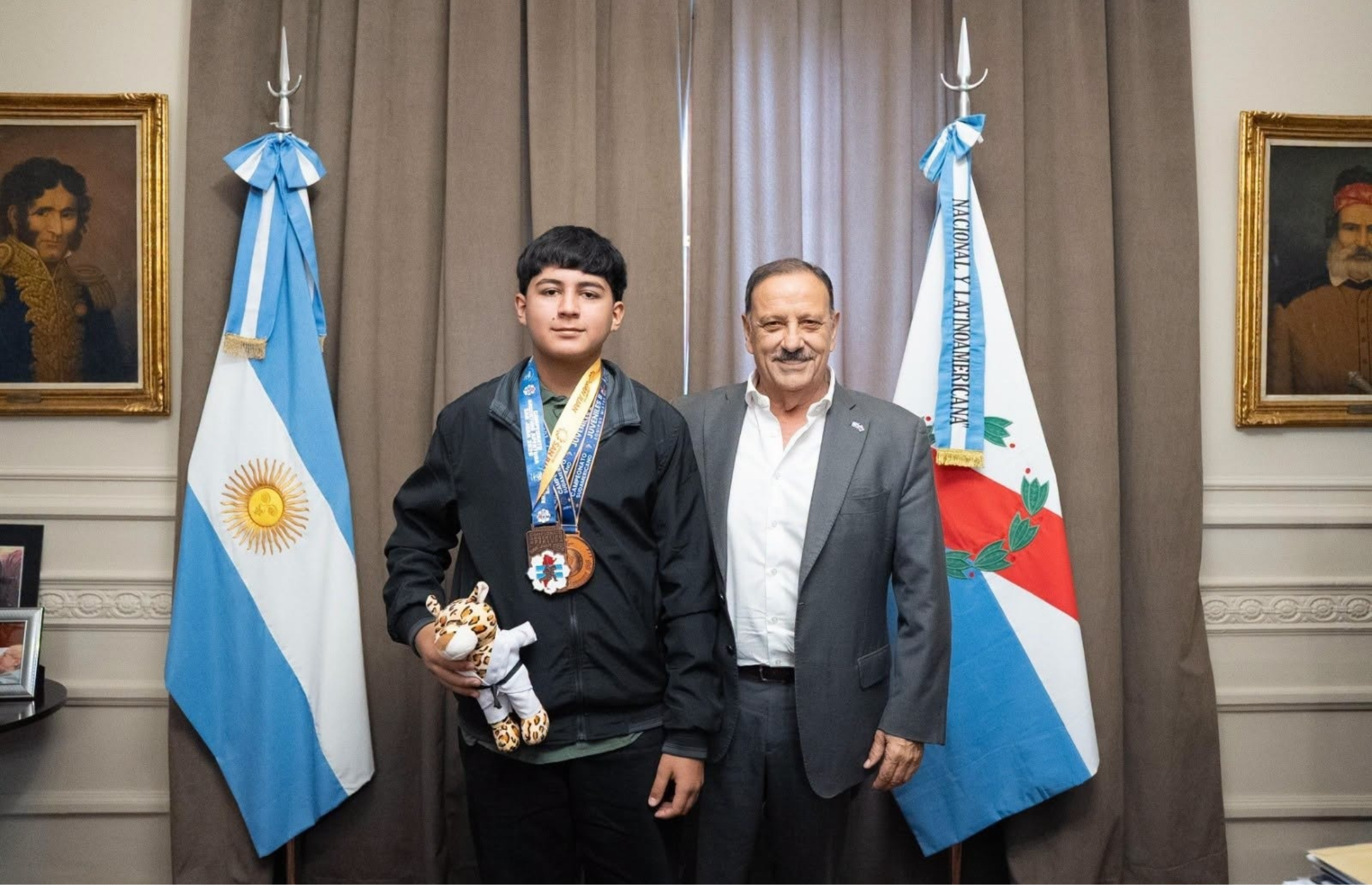 QUINTELA RECIBIÓ A BRIAN GRIBAUDO, EL JUDOCA RIOJANO QUE SE CONSAGRÓ CAMPEÓN SUDAMERICANO